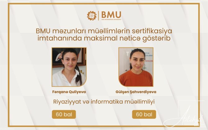 BMU məzunları sertifikasiya imtahanında maksimal nəticə göstərib