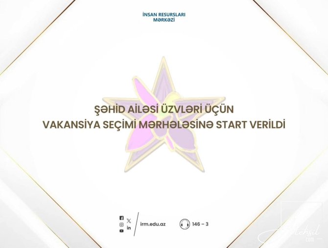 Şəhid ailəsi üzvləri üçün vakansiya seçimi mərhələsinə start verilib