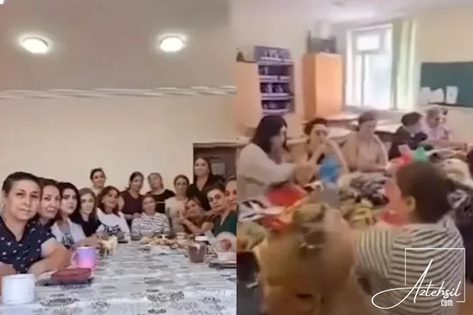 Bakıda müəllimlər məktəbdə məclis təşkil edib - VİDEO