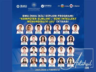 Süni intellekt mühəndisliyi  üzrə ən yüksək bal toplayan tələbələr...