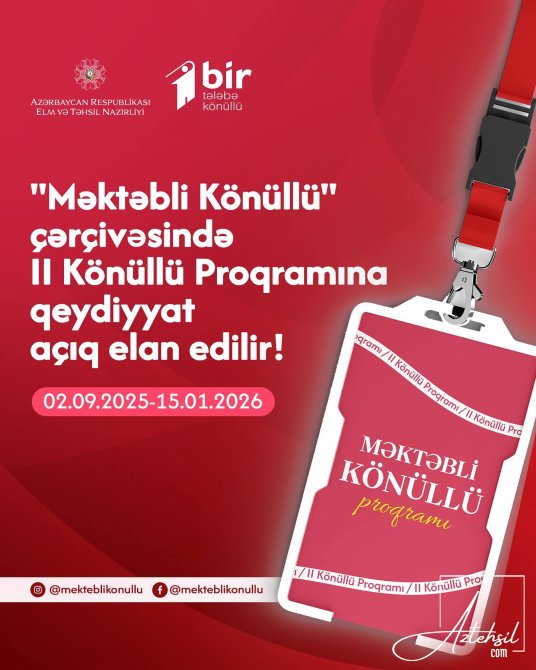 İkinci “Məktəbli könüllü” proqramına qeydiyyat başlayıb