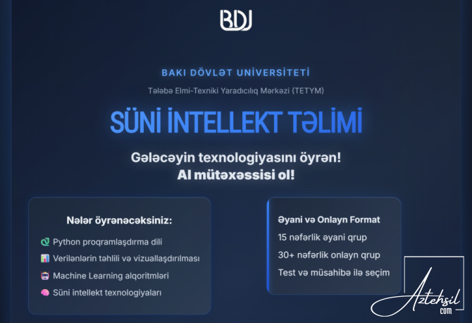 BDU tələbələri üçün süni intellekt təlimi KEÇİRİLƏCƏK